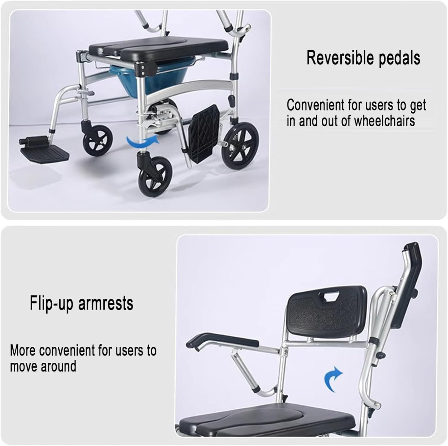 4 in 1 Portable Shower Commode Chair with Wheels S514909