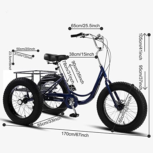 20 Inch 7 Speed Fat Tire Adult Tricycle with Shopping Basket X451