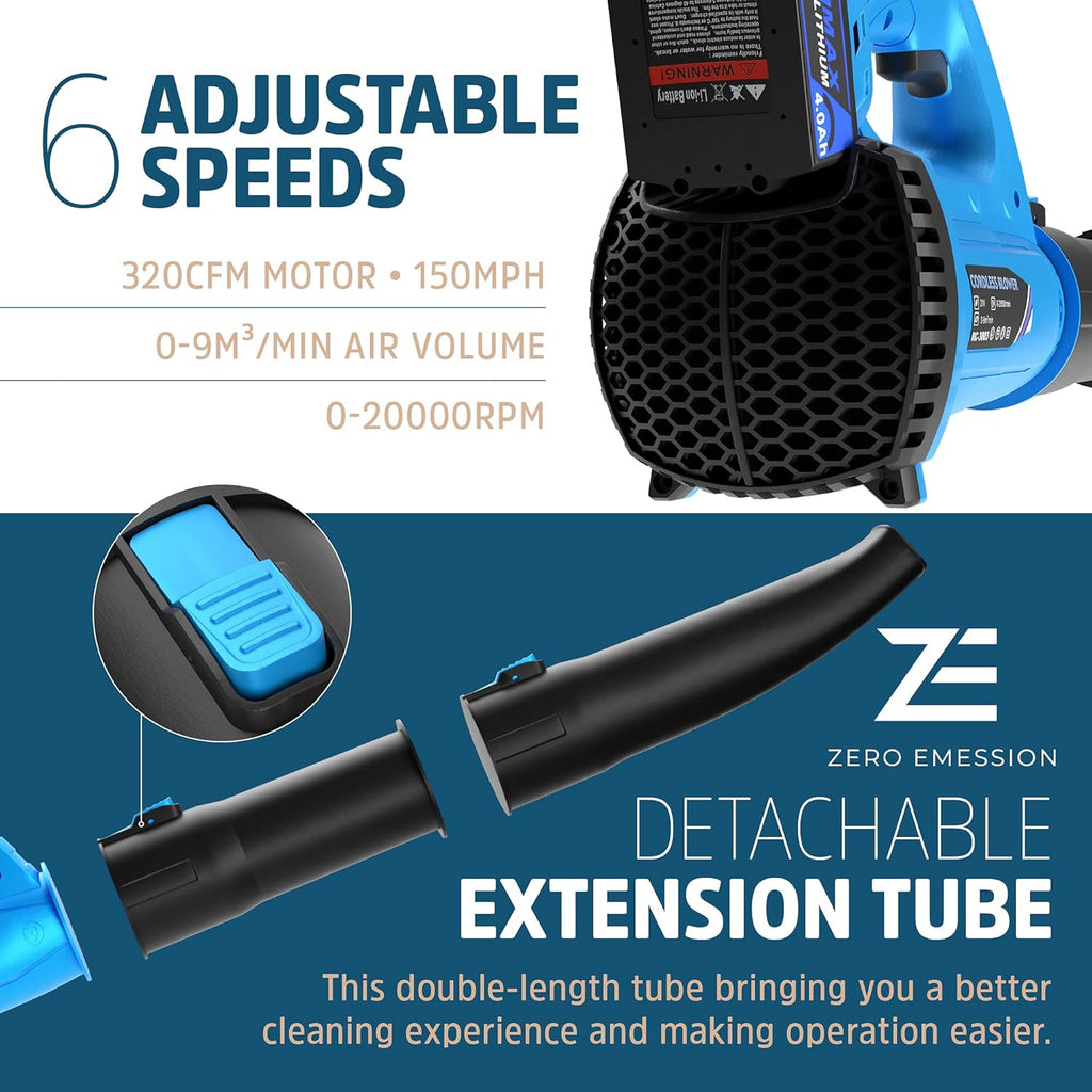 320 CFM 150 MPH Cordless Leaf Blower with 21V 4.0Ah Battery & Charger Y5360