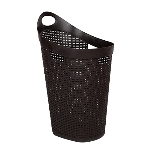 60L Rolling Laundry Hamper with Wheels, Plastic, Brown K3952