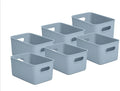Blue 6 Pack Ribbed Plastic Storage Basket Organizer C54734