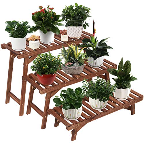 3 Tier Ladder Shelf Wood Plant Stand L31255