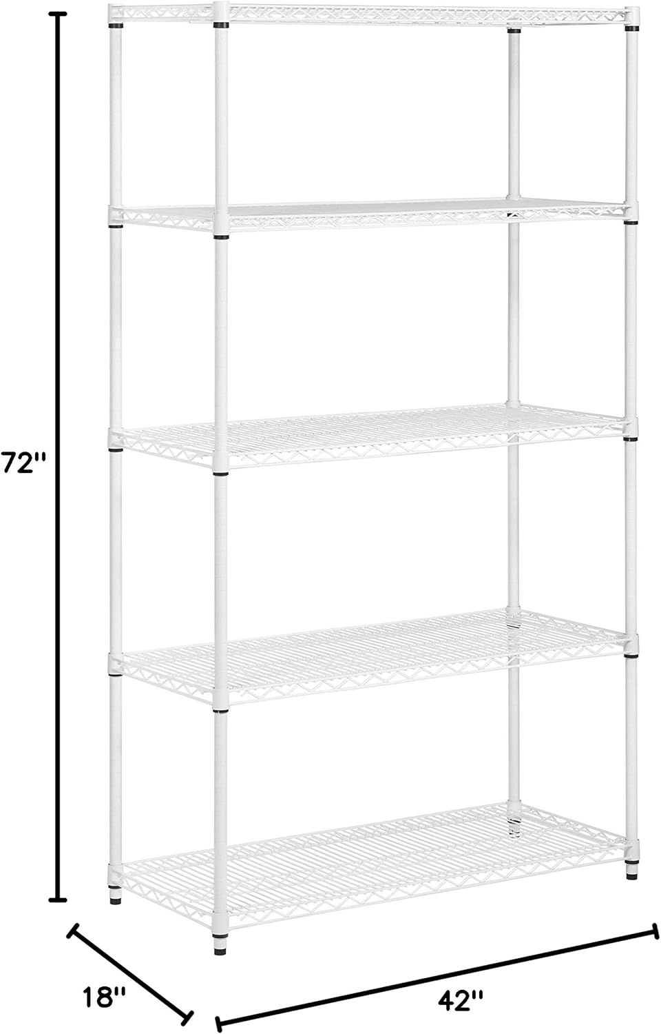 White 5-Tier Heavy-Duty Adjustable Shelving Unit Y451