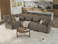 Brown Velvet Modular Sectional Sofa L Shaped Corner Couch with Storage Chaise O954