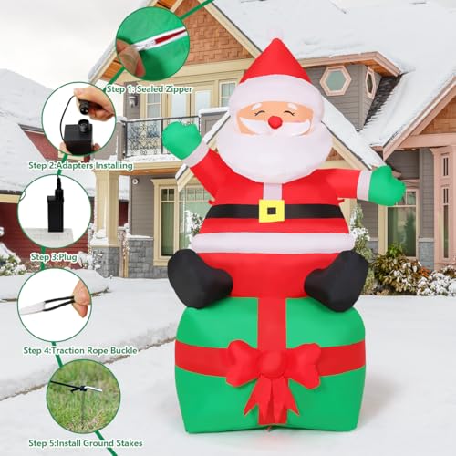 7 FT Christmas Inflatables Santa Blow Up Inflatable with Built-in LEDs N304