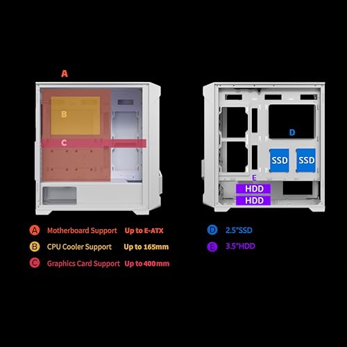 Black ATX Mid Tower PC Case with Tempered Glass I136