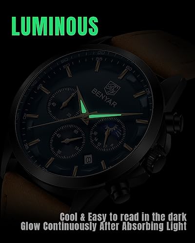 Mens Watch Analog Quartz Chronograph Waterproof Luminous Date Stainless Steel Bracelet O520626
