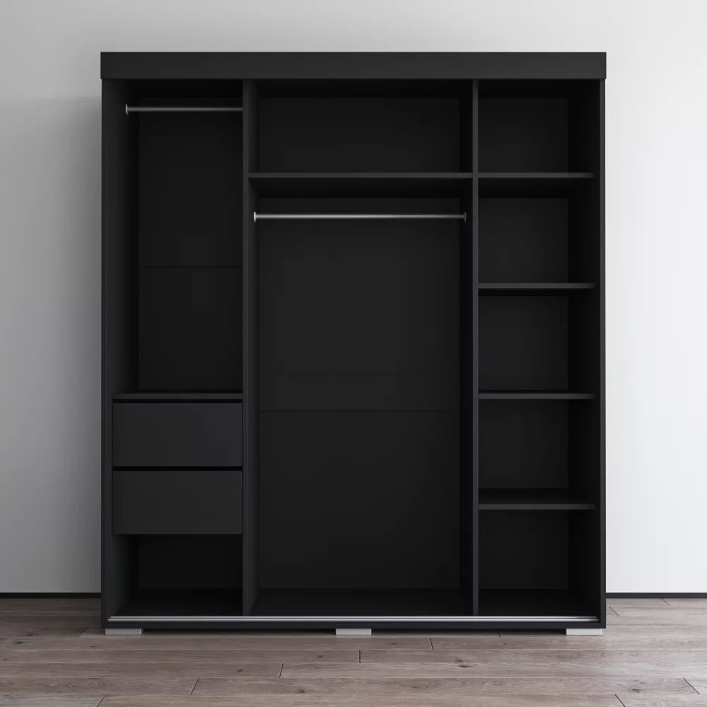 Black 3 Door High Gloss Wardrobe Armoire L24273