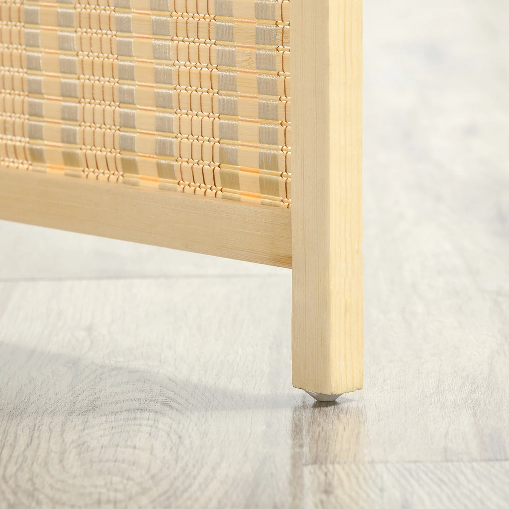 6 Ft Freestanding Bamboo Privacy Screen Panel with Storage Shelves R117