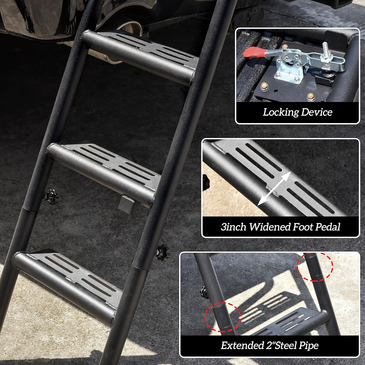 Heavy Duty Folding Pickup Truck Tailgate Ladder with Handrail Y458