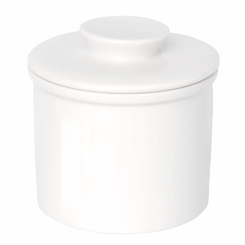 White Ceramic Butter Dish with Lid Q4199