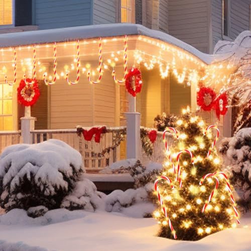 12Pcs Candy Cane Lights, 21'' Solar Christmas Decorations I493