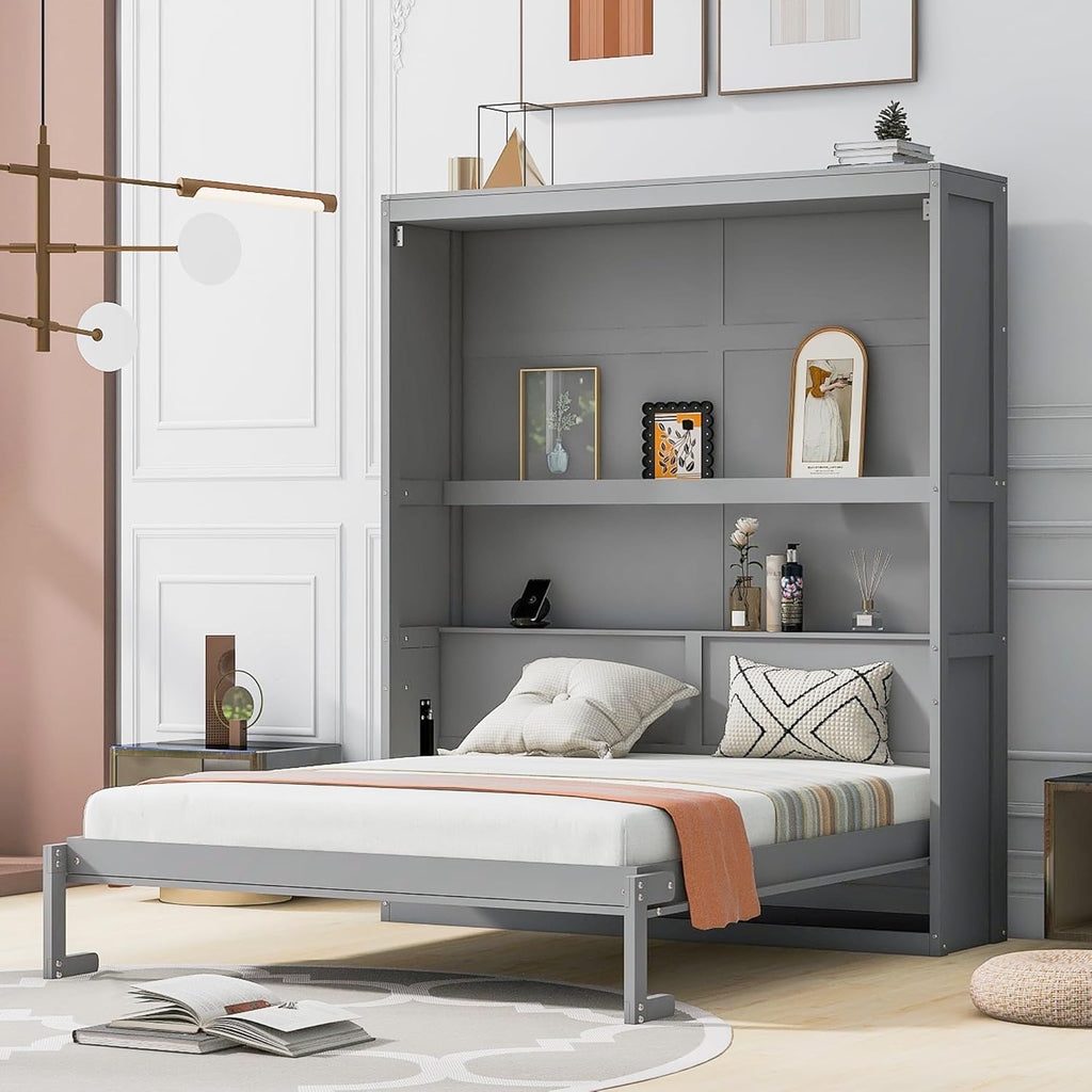 Queen Size Grey Wood Murphy Bed V359042