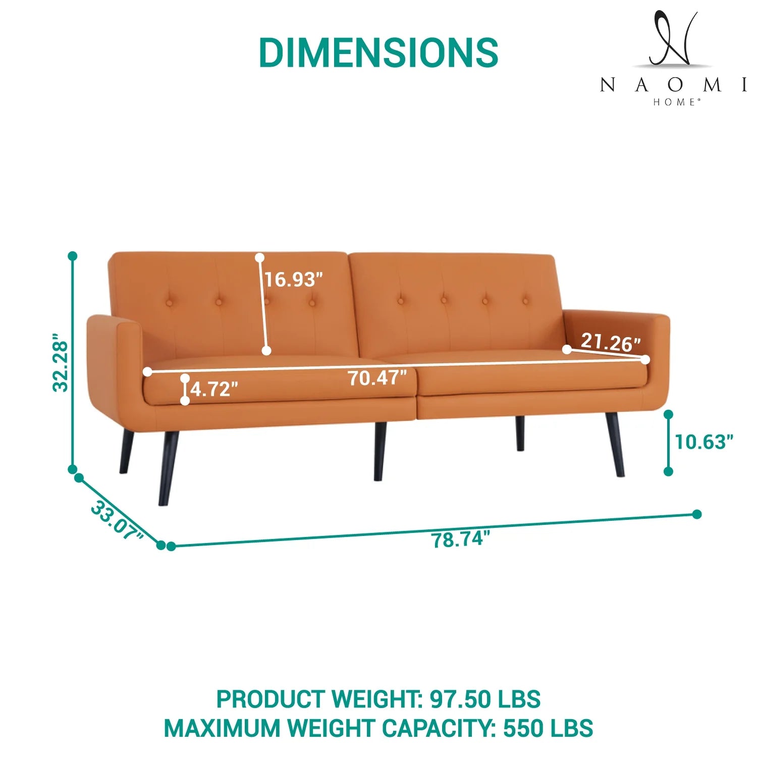 Caramel Air Leather Futon Sofa Bed T6811