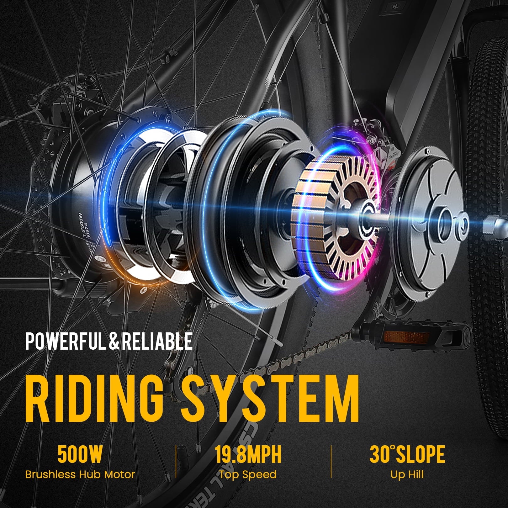 27.5" Electric Bike 500W Mountain Bike with Removable Battery 21 Speed Ebike B1600