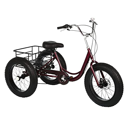 20 Inch 7 Speed Fat Tire Adult Tricycle with Shopping Basket X451