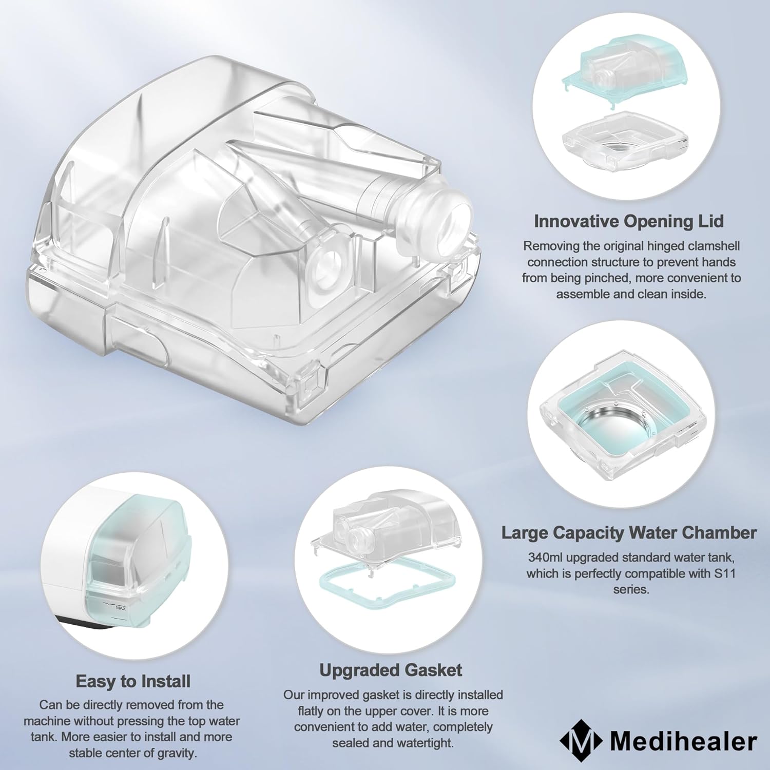 Transparent 380ml Humidifier Water Tub for Air Sense 11 F824483