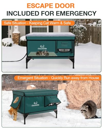 Forest Green 26"x16"x18" Insulated Outdoor Cat Shelter with Heater J2717