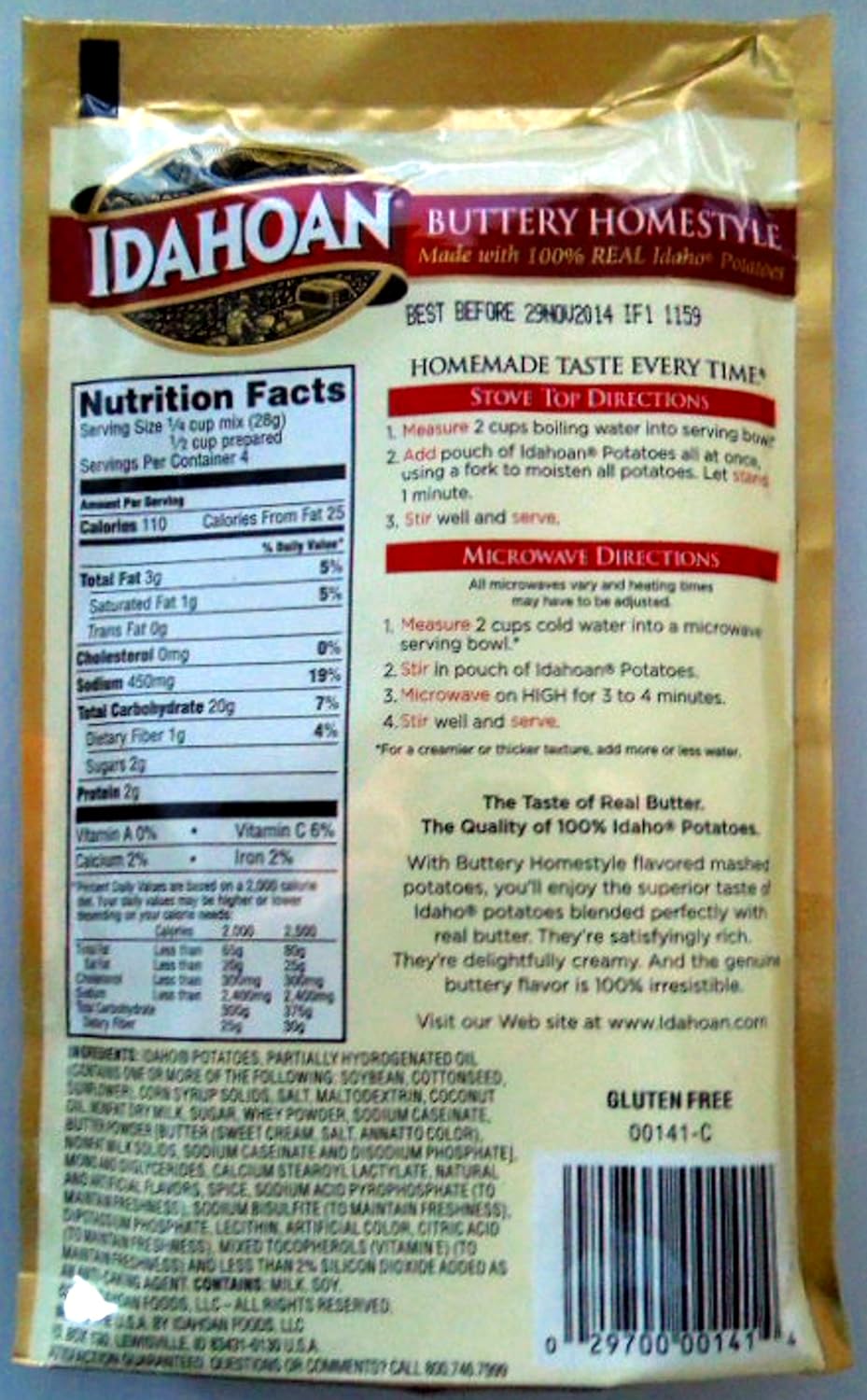 Buttery Homestyle Mashed Potatoes 3 Pack 4 OZ O66213