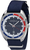 Retro Quartz Mens Watch, Stainless Steel with Blue Nylon Strap, Silver-Tone A896