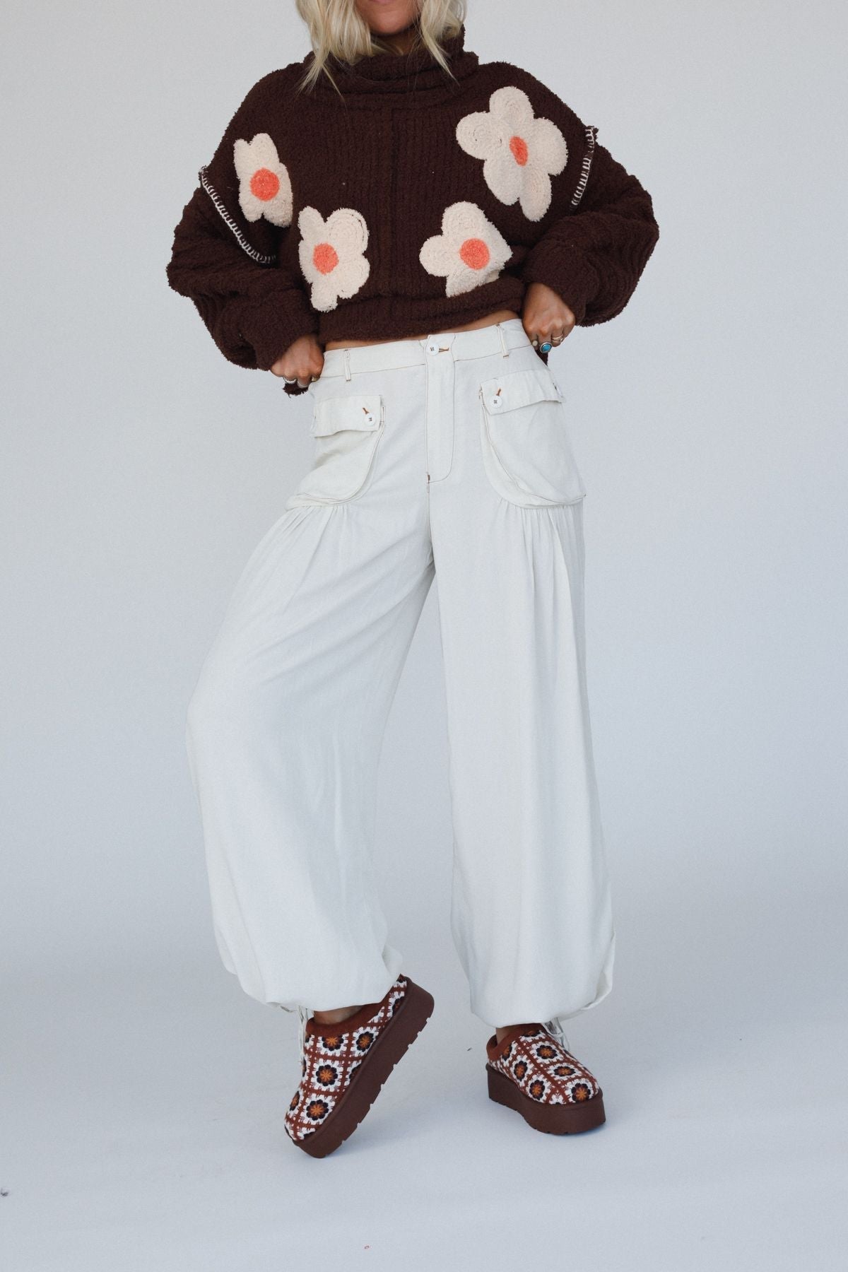 East Bay Loose Fit Cargo Jeans - Cream