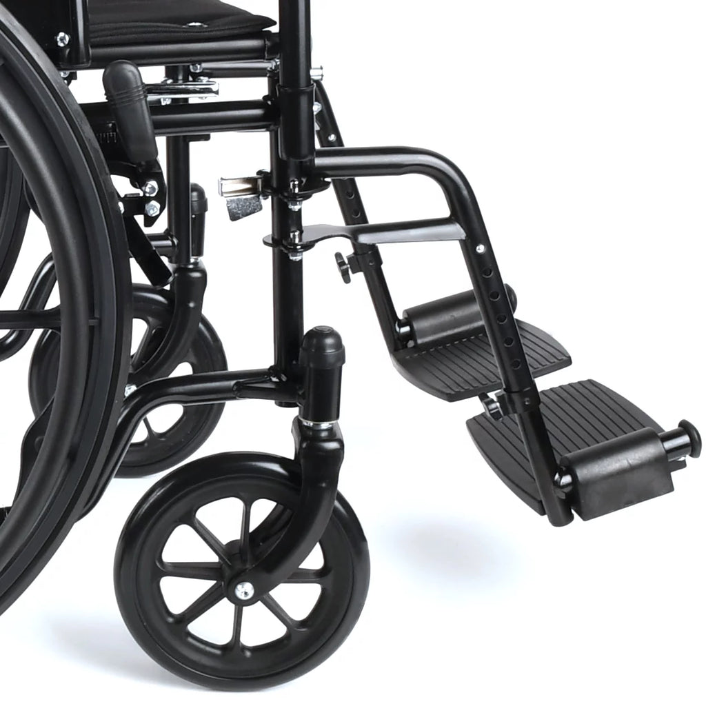 Lightweight Foldable Steel Wheelchair with 18" Seat and Swing-Away Footrests M928