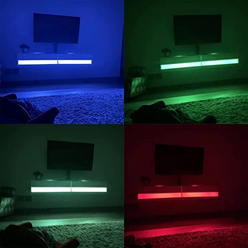 Floating TV Stand, 70" High Glossy with LED Lights E8807