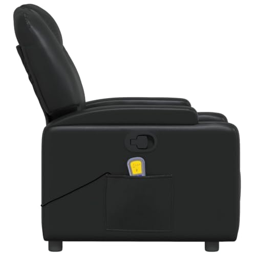 Black Faux Leather Massage Recliner Chair with 6Point Vibration W9595