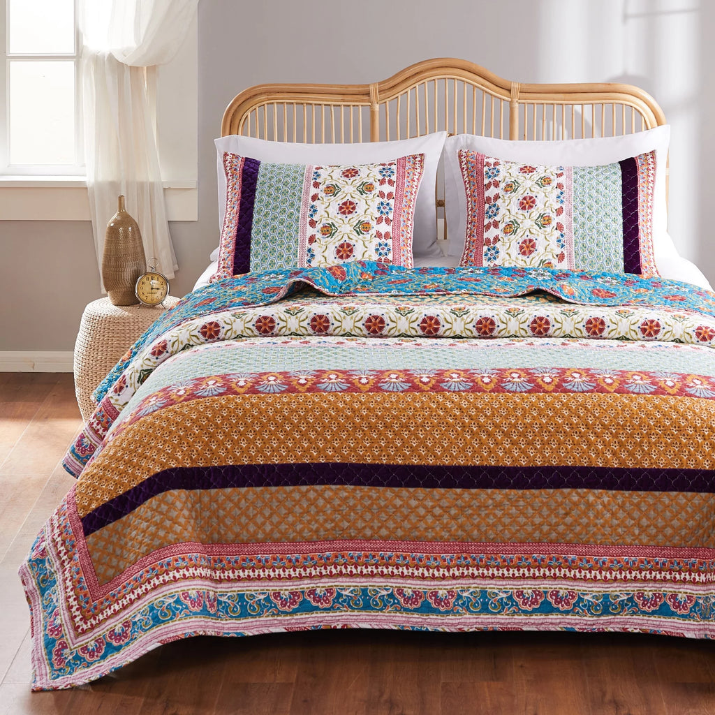 3-Piece King/Cal King Reversible Cotton Quilt Set G10026
