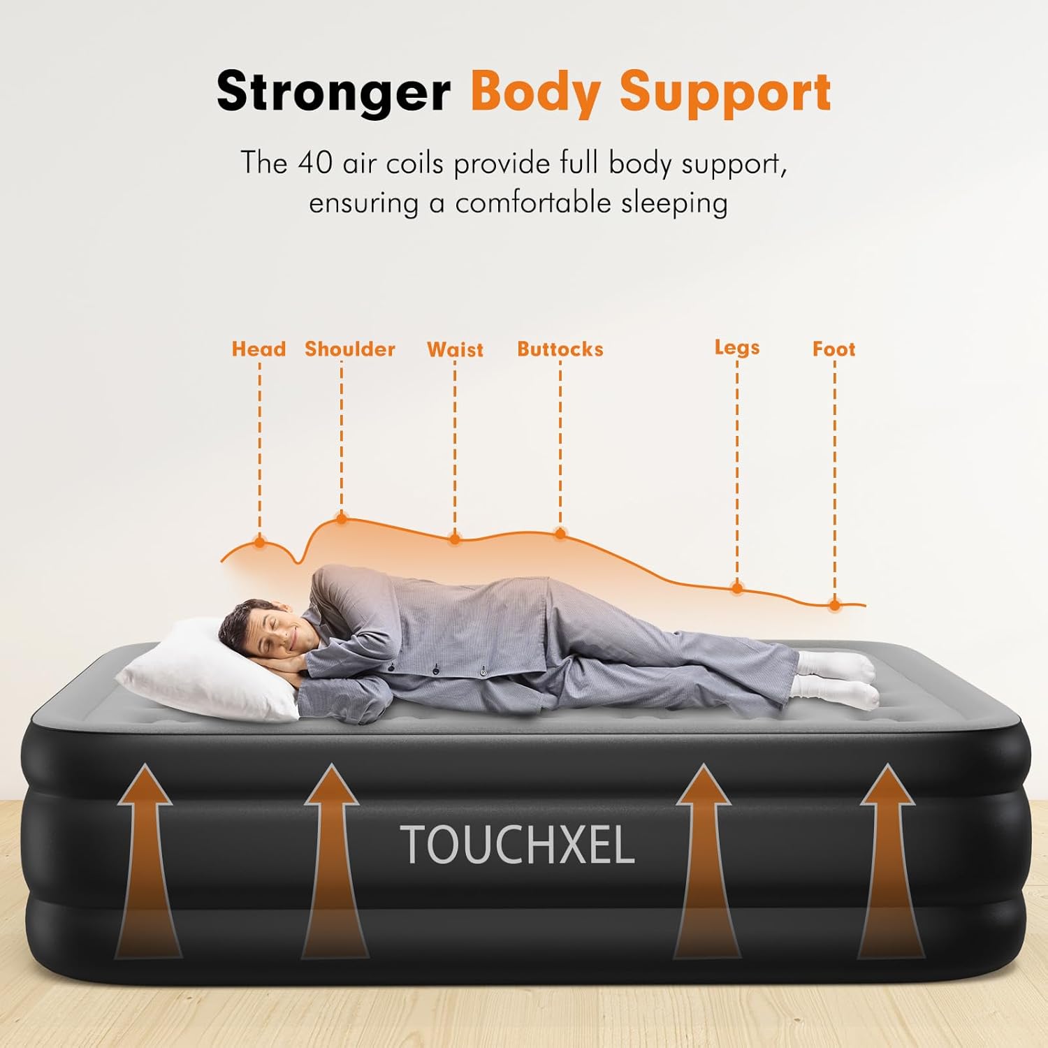 Queen Self Inflating Air Mattress 18" High with Built in Double Pump A1861
