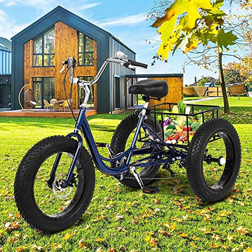 20 Inch 7 Speed Fat Tire Adult Tricycle with Shopping Basket X451