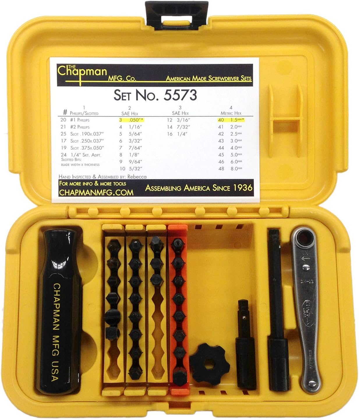 24 Piece Screwdriver Set with Phillips, Hex, Slotted Bits and Mini Ratchet I744