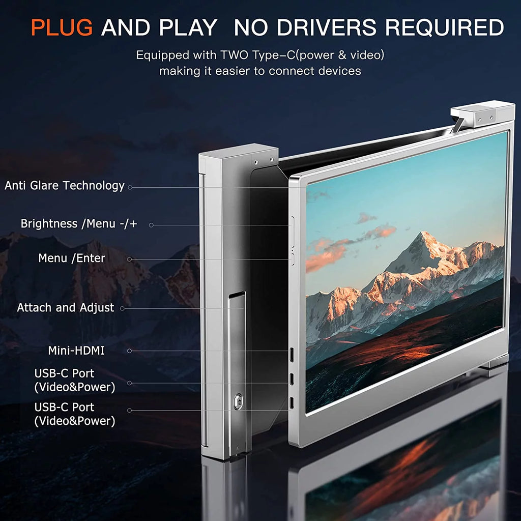 Portable Triple Monitor Extender 14inch Screen FHD 1080P IPS Folding Screen M987151