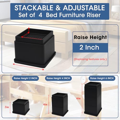 Set of 8 Adjustable Bed Risers 2 inch N104993
