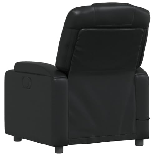 Black Faux Leather Massage Recliner Chair with 6Point Vibration W9595
