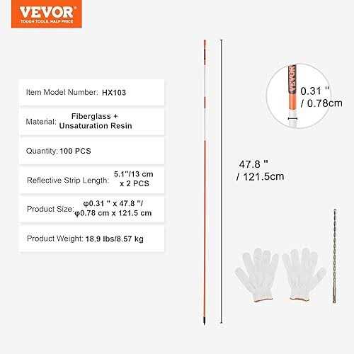 Orange Fiberglass Driveway Markers 48 inch with Reflective Tape J48396