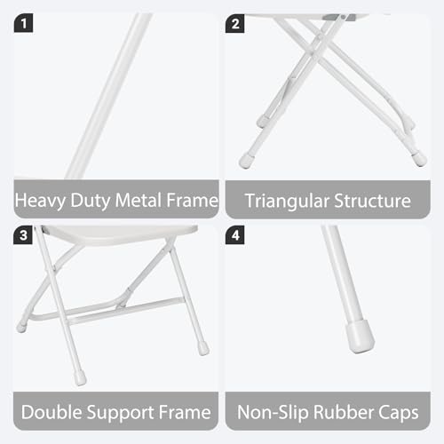 White Plastic Folding Chair with Steel Frame H11483