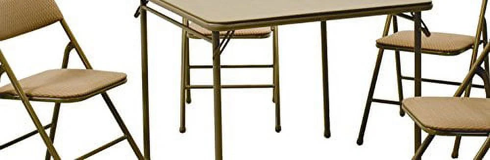 5-Piece Folding Table and Chair Set, Tan Q861627