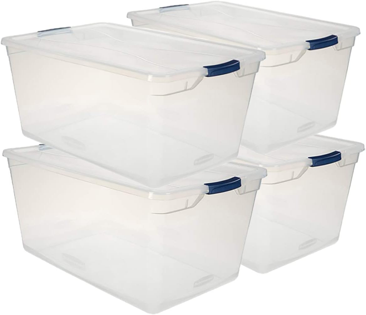 95 Quart Clear Stackable Containers with Latching Lids, 4 Pack M2439