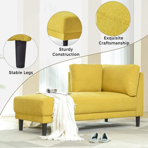 Yellow Fabric Upholstered Corner Chaise Lounge P922
