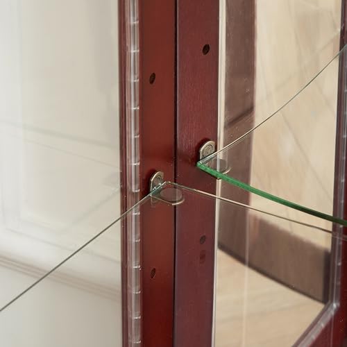Lighted Glass Curio Display Cabinet with Adjustable Shelves and Mirrored Back K802503