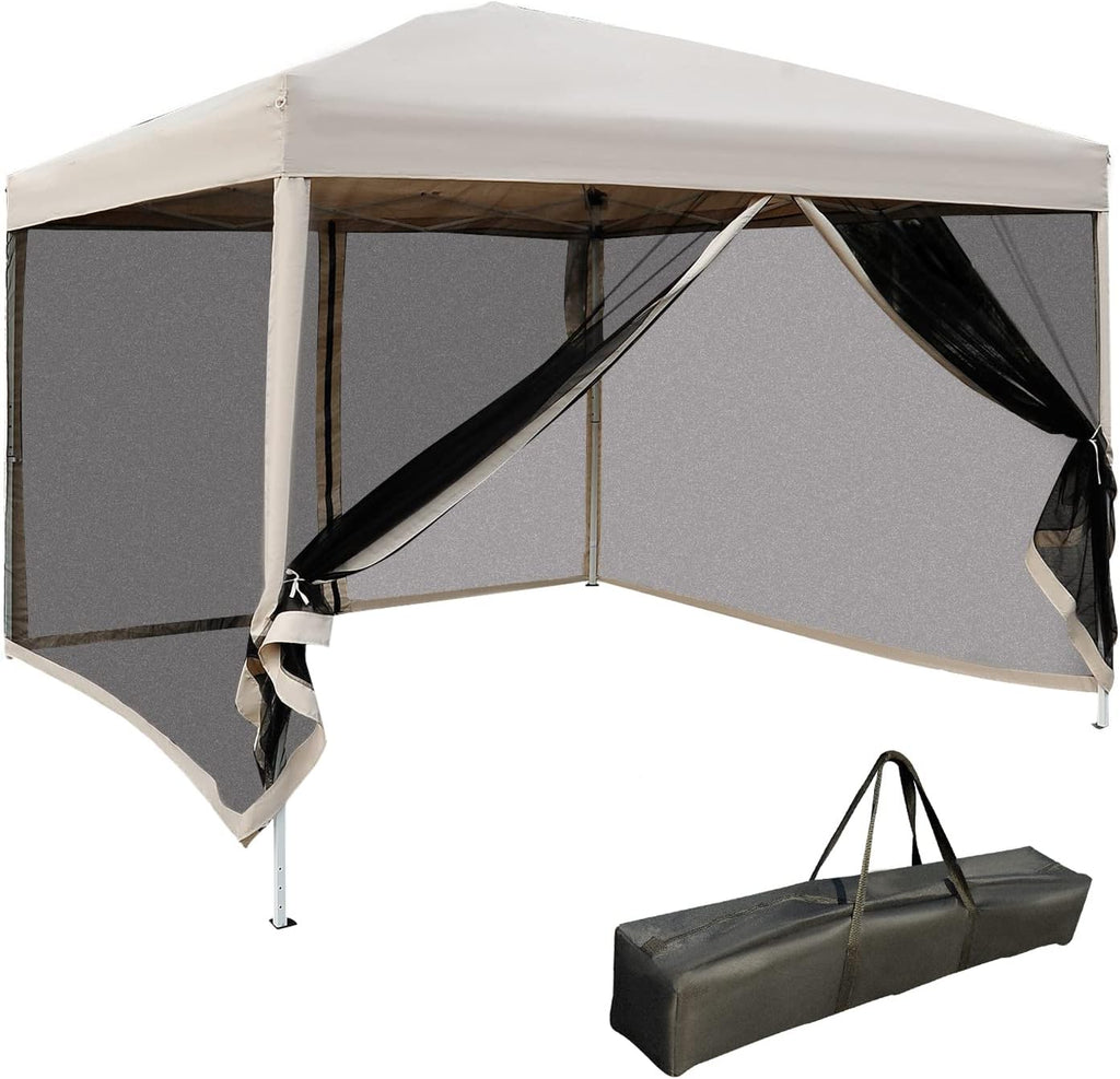 10' x 10' Pop Up Canopy Tent with Netting, Height Adjustable, with Carry Bag K5983