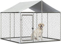 Silver 90"x90"x63" Outdoor Dog Kennel with Water-Resistant Cover S4069