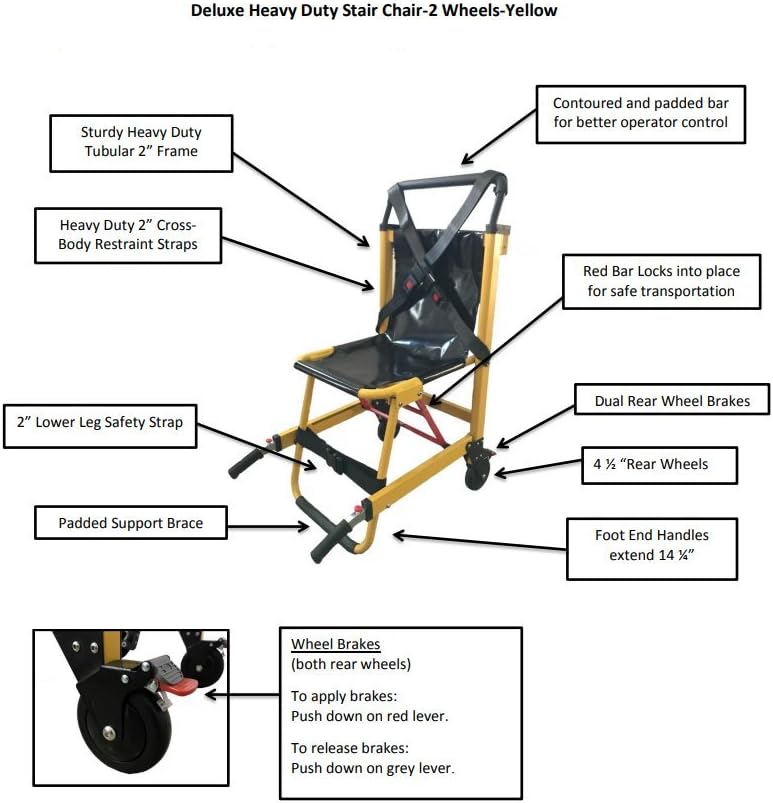 Yellow 2-Wheel Folding Stair Chair P19405