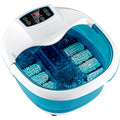 Blue Foot Spa Bath Massager with Heat Bubbles and 6 Electric Massage Rollers N616