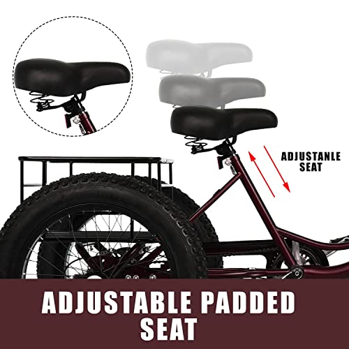 20 Inch 7 Speed Fat Tire Adult Tricycle with Shopping Basket X451