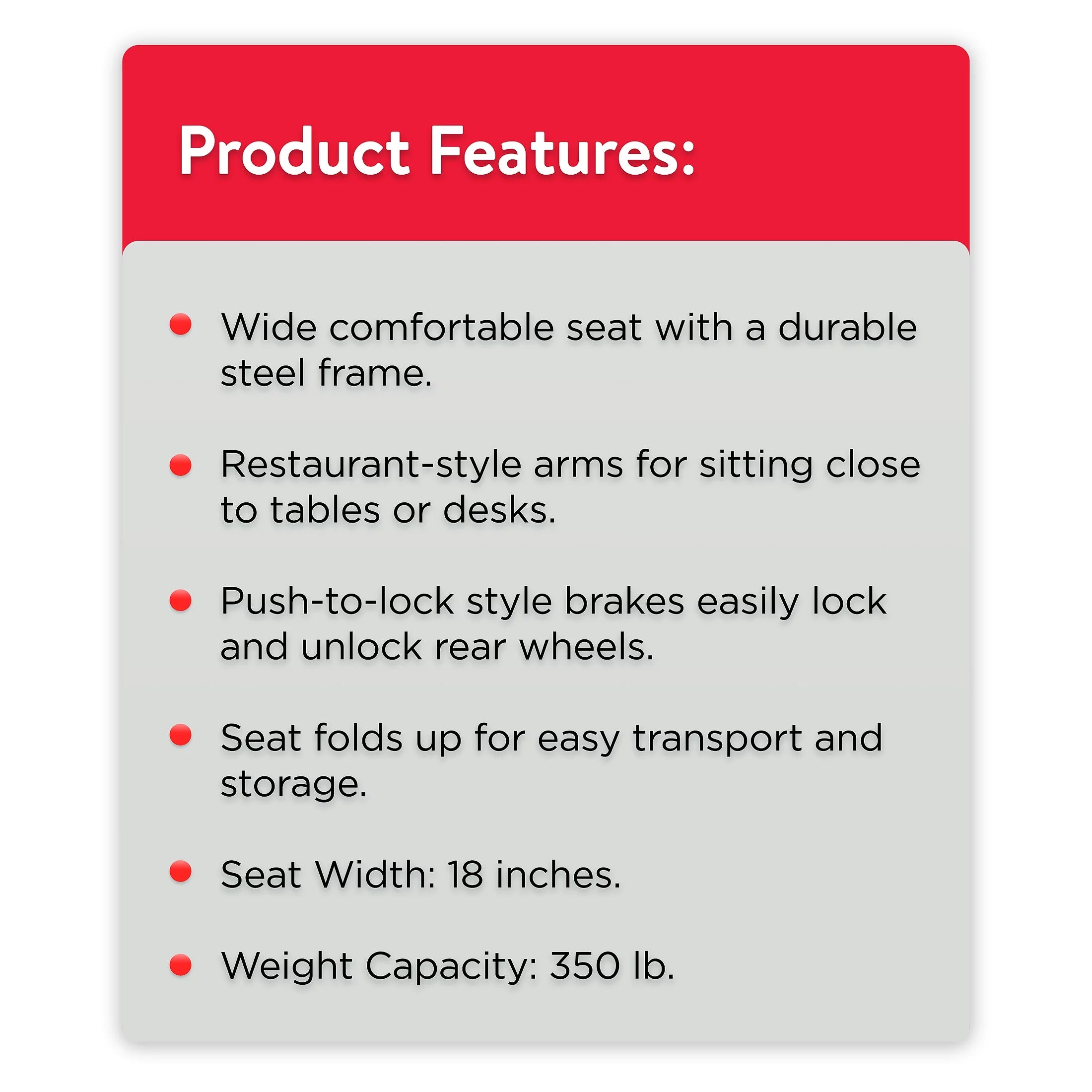 Lightweight Foldable Steel Wheelchair with 18" Seat and Swing-Away Footrests M928