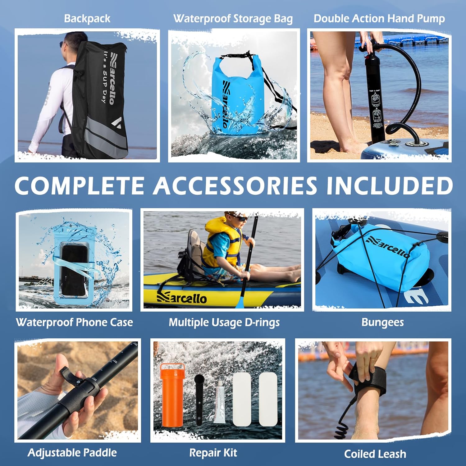 10.6'×33"×6" Inflatable Stand Up Paddle Board with Hand Pump, Leash, Repair Kit, Waterproof Phone Case, Waterproof Bag, Backpack S27153