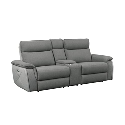 Light Gray Dark Gray Power Double Reclining Loveseat M167