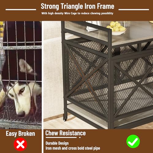 Grey 48 Inch Wooden Dog Crate Q4146